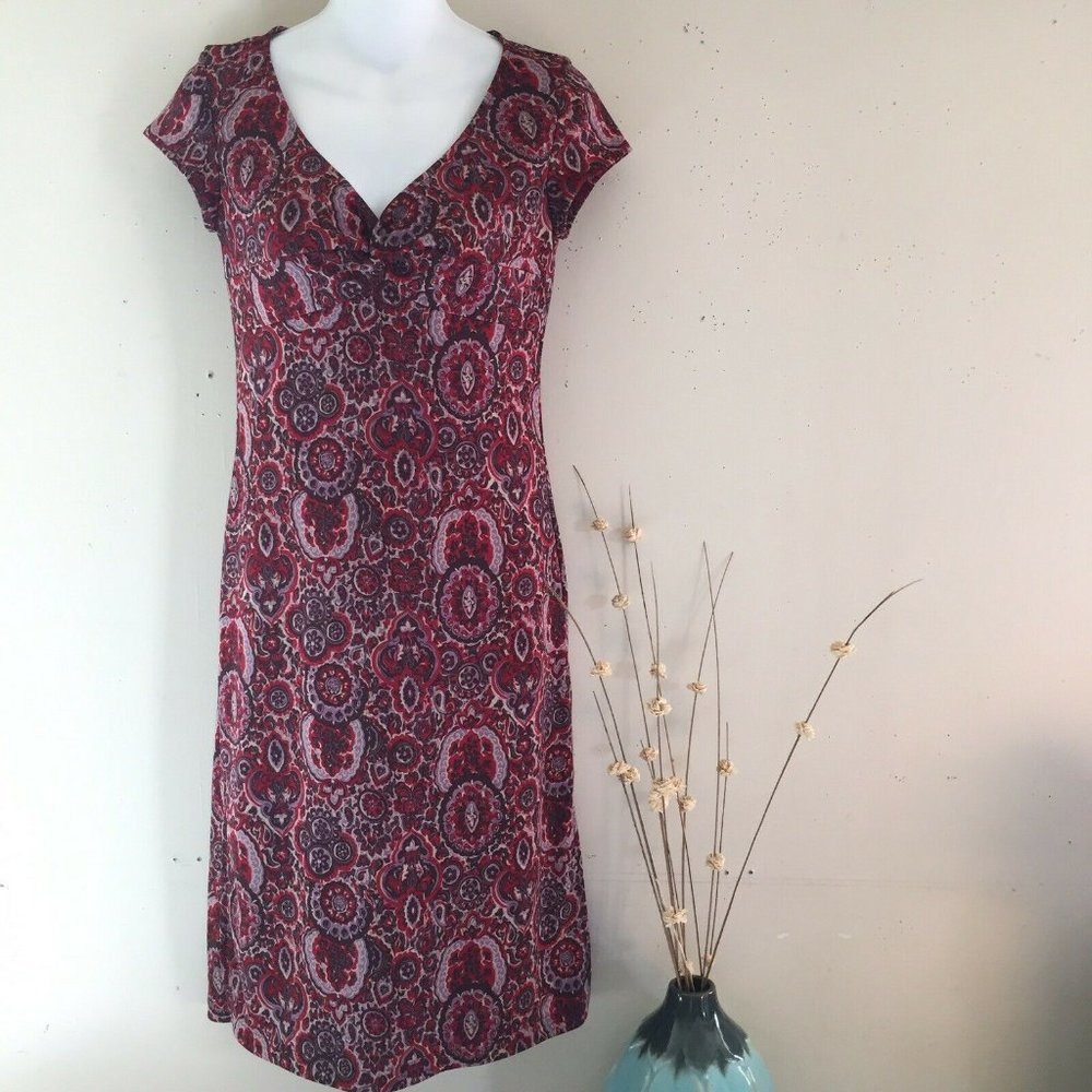 BCBG Maxazria Short Sleeve Paisley Print Dress Size Small